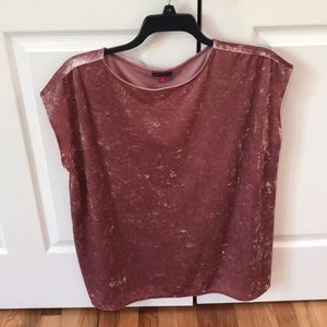 Rose crushed velvet sleeveless top
